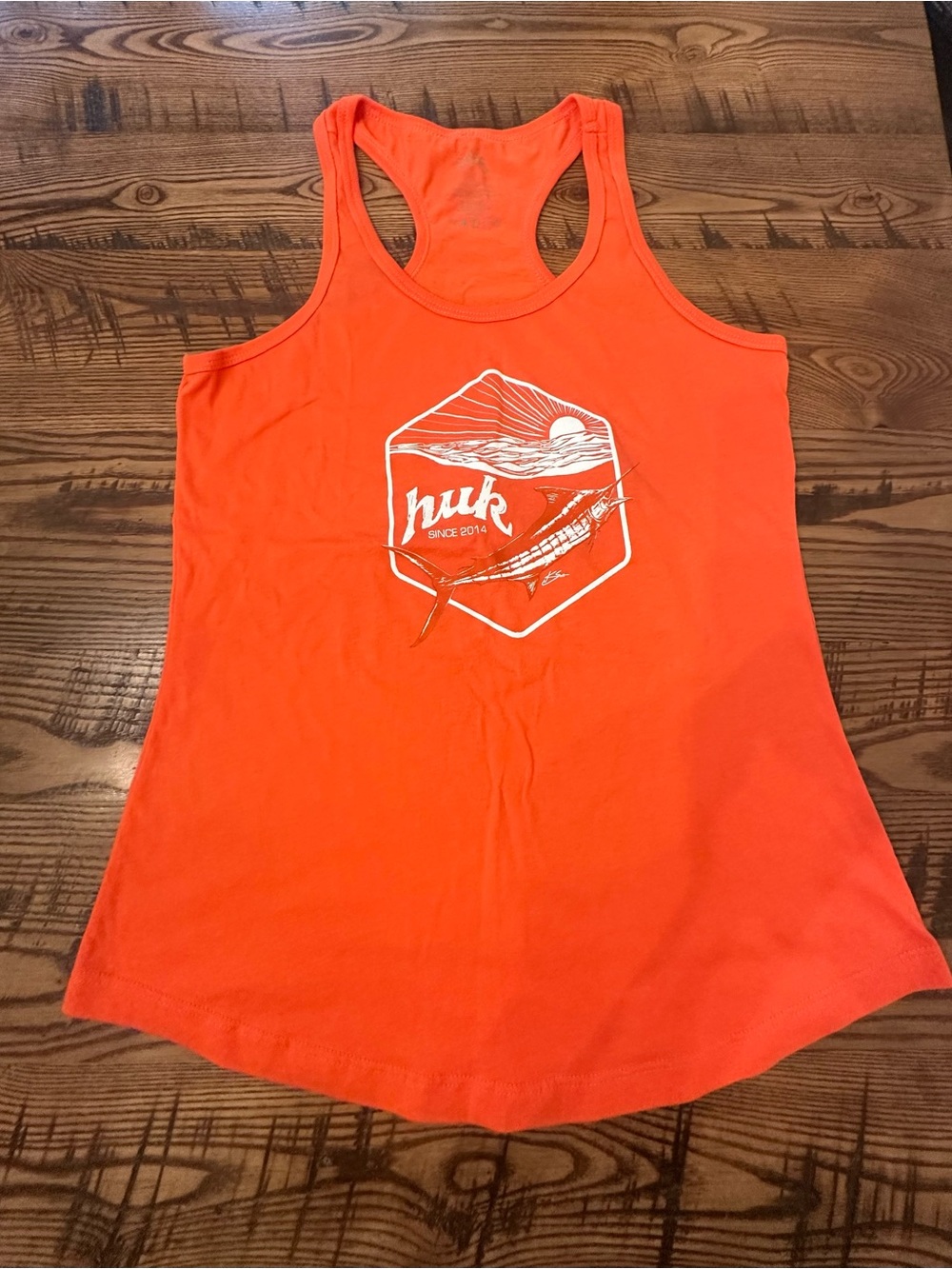 Coral/Orange Graphic Racerback Huk Tank Top